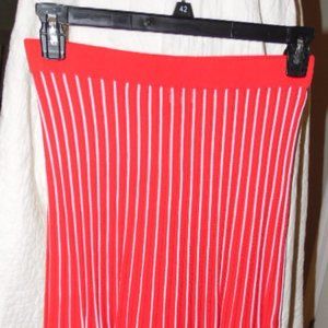 Katie Sturino Red Striped Midi-Skirt